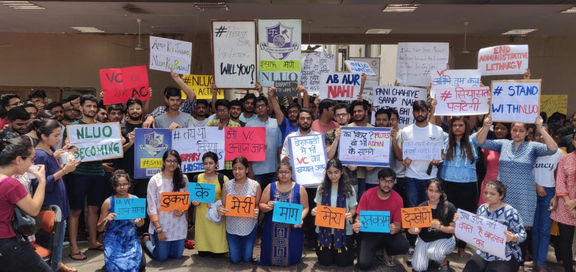 DSirpurkar's tweet image. #NLUOprotest 
@SBAnluo Students of  NLU Odisha  commenced an indefinite protest citing lethargic administrative response to a number of issues, including poor infrastructure and faculty performance, arbitrary hostel rules and examination policies, and a fee hike for the batches.