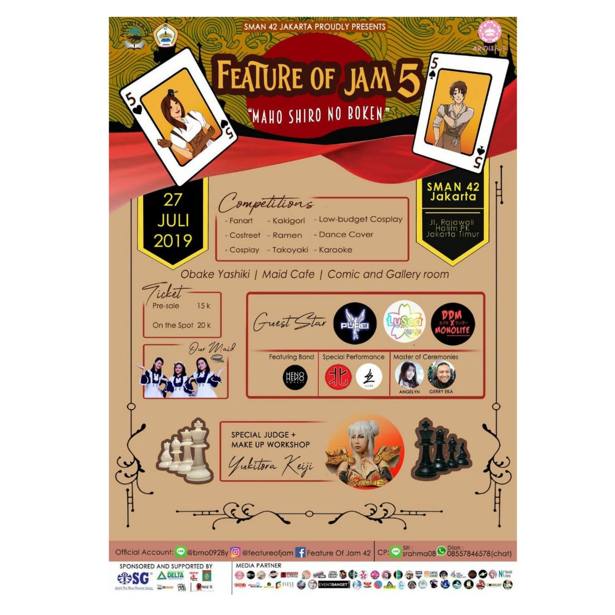 doki2otaku's tweet photo. 🎉 READY FOR TOMORROW GUYS 🎉

Mari ramaikan event tahunan ke-5 dari adik-adik kita.

FEATURE OF JAM 5
SMAN 42 Jakarta
27 Juli 2019

Mari membuat memori bersama kami 🥰 #megu

#doki2otaku #matsuri #anime #aksesoris #featureofjam #featureofjam5 #festival #eventjakarta #jabodetabek https://t.co/HfbagqgMI0