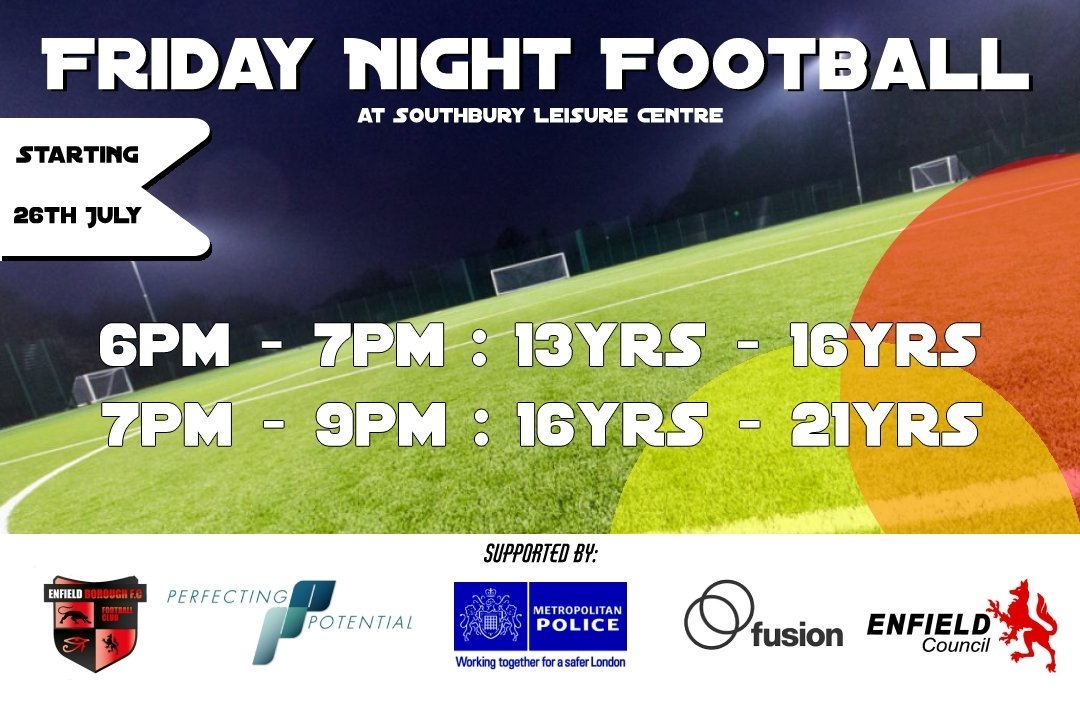 EnfieldBoroFC's tweet photo. Tonight !!!!!
Free football @Southbury_LC. We were happy to get involved in this project. Children and young people can come to play/train in a safe, fun and positive environment. @EnfieldCouncil @middxfa @Perfecting_P https://t.co/1MXwZjgBNF