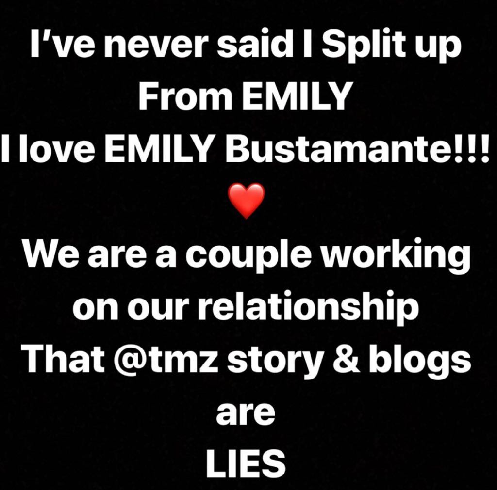 myfabolouslife's tweet photo. I LOVE EMILY. SHE IS THE LOVE OF MY LIFE 

I NEVER TOLD ANYONE I BROKE UP WIT HER. 

@TMZ ran a fake unconfirmed story. And all the blogs have picked it up to try or embarrass us https://t.co/TlSaiHvQxR