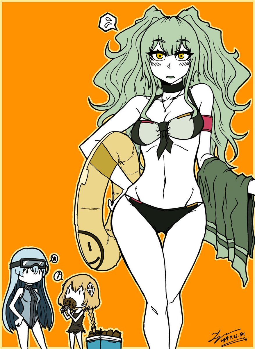 少女前線 미카팀은 캘리코 수영복 스킨을 내놓아라 그렇지 않으면 초콜렛 중탕으로 녹 서지원のイラスト