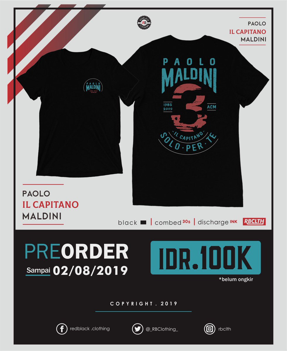 _RBClothing_'s tweet photo. pre-season PREORDER
—— 02 Agust 2019
.
.CON IL MILAN NEL CUORE
.PAOLO MALDINI
.ZORRO BOBAN
.
WA : 081343442066
#acmilan #paolomaldini #boban
#rbclth #redblackclothing https://t.co/OncnL6K6Sn