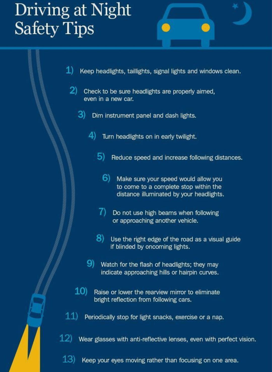 Eight Night Driving Tips for Your Safety, Driving