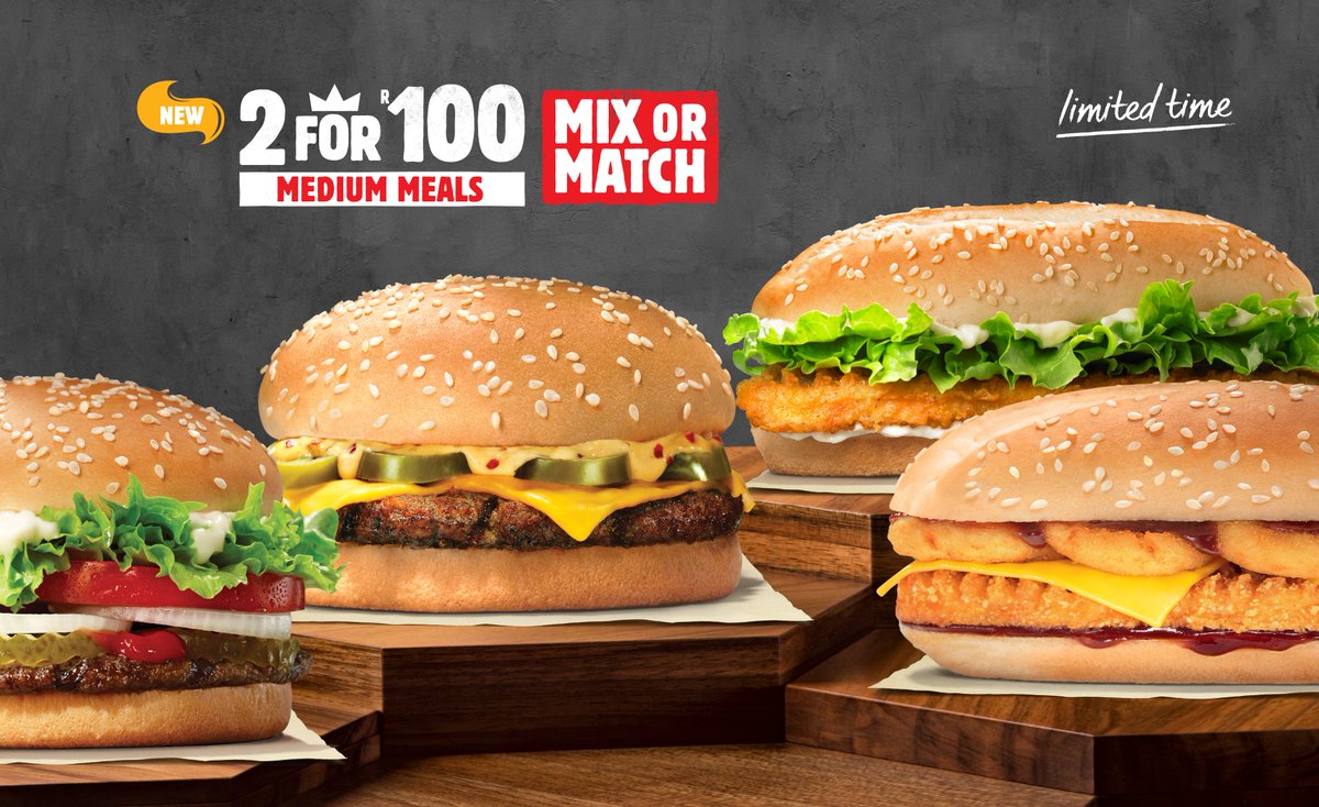 BurgerKingZA's tweet photo. Happy Friday, BK Fam! Weโre feeling generous, how about lunch or dinner on us? ๐๐Weโre giving away 10 #2for100 vouchers to the lucky guests. Tag a friend that youโll share the meal with. Winners will be notified via DMโs. Today ONLY. Vouchers expire midnight.๐๐ https://t.co/VLN2EMk7t0