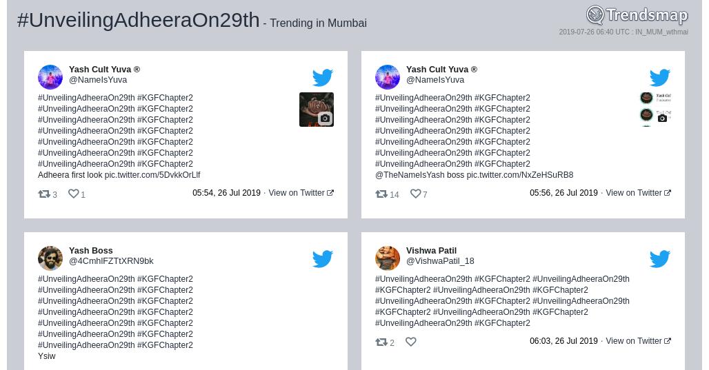TrendsMumbai's tweet photo. #unveilingadheeraon29th is now trending in #Mumbai

https://t.co/U5SUbxWzzh https://t.co/nwHzOJ5PCB