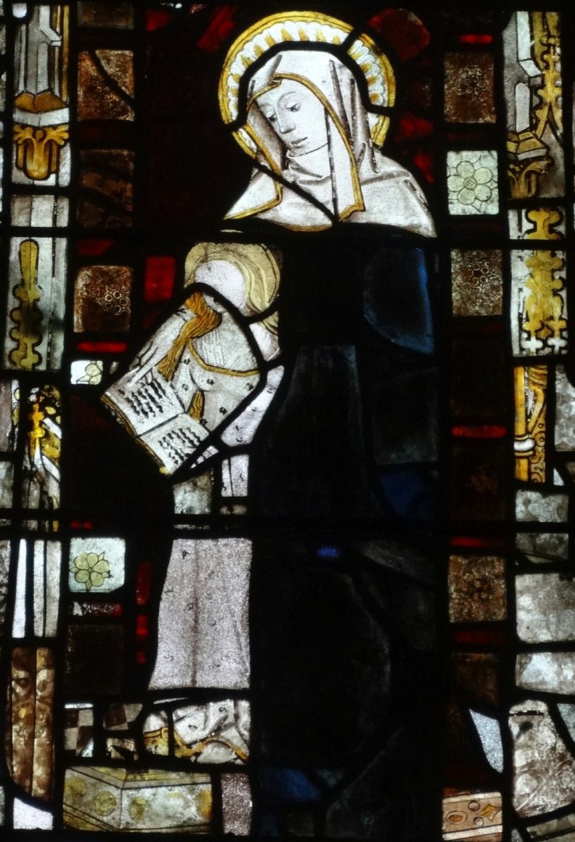 Today is the feast of St Anne, mother of the Virgin Mary. In medieval art, she is often depicted teaching her little daughter to read.

Medieval stained glass from Marsh Baldon, Haddon Hall in Derbyshire, All Souls, Oxford, and Kidlington, Oxfordshire.