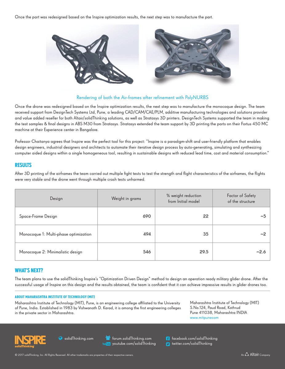 MichaelMegannon's tweet image. RT AsylumDrone: RT DesignTechSys: Topology Optimization of an Unmanned Aerial Vehicle 
( UAV ) Airframe Structure. 
Read Altair Case Study #SuccessStory 
#MIT #DesignTechSys #CaseStudy #Altair #InspireCAST
#Topology #Optimization #UAV  #drone 
#Airframe …