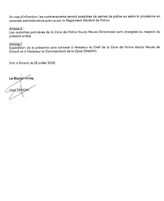 Le Bourgmestre a pris un arrêté de police visant à interdire les feux en cette période de sécheresse.

Les barbecues "à la maison" sont toujours autorisés, sous surveillance accrue. Les barbecues sur le domaine public sont interdits jusqu'au 02/08 au minimum. #Dinant