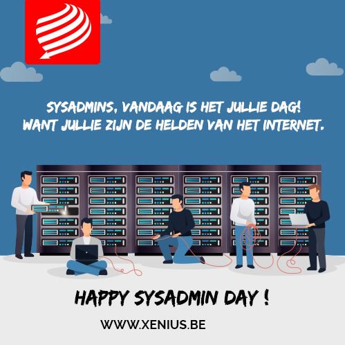 XeniusHosting's tweet photo. Vandaag hangen we slingers op en vieren 🎉🎊 wij #SysAdminDay! Aan al onze sysadmins: BEDANKT voor jullie inzet! Voor alle andere Sysadmins: Geniet van jullie dag! 
#bedankt #helden https://t.co/8biGEidOYJ