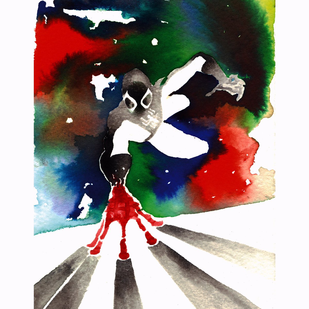 Entimani's tweet photo. #SpiderJuly 26/31 ‘Negative Zone Spider-man’ #spiderman #spidey #peterparker #negative #negativezone #illustration #fanart #art #painting #watercolors #drawing #marvel #marvelcomics #superhero #blackandwhite https://t.co/v26ejmFNWr