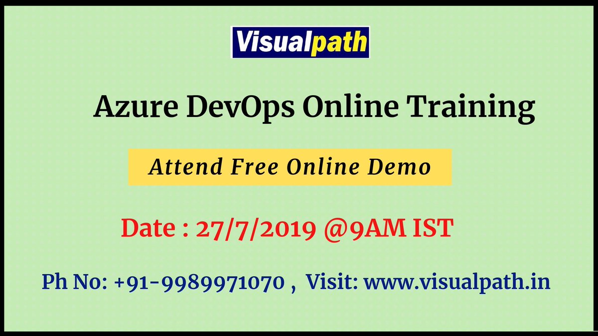 VisualpathPro's tweet image. Register for a free demo class on #Azure_DevOps Online training
Demo Date & Time: 27th July - 9AM IST
Click here to join bit.ly/32KSv5L
For more details +91 9989971070
#AzureDevOps  #DearComrade #KGFChapter2 #KargilVijayDivas