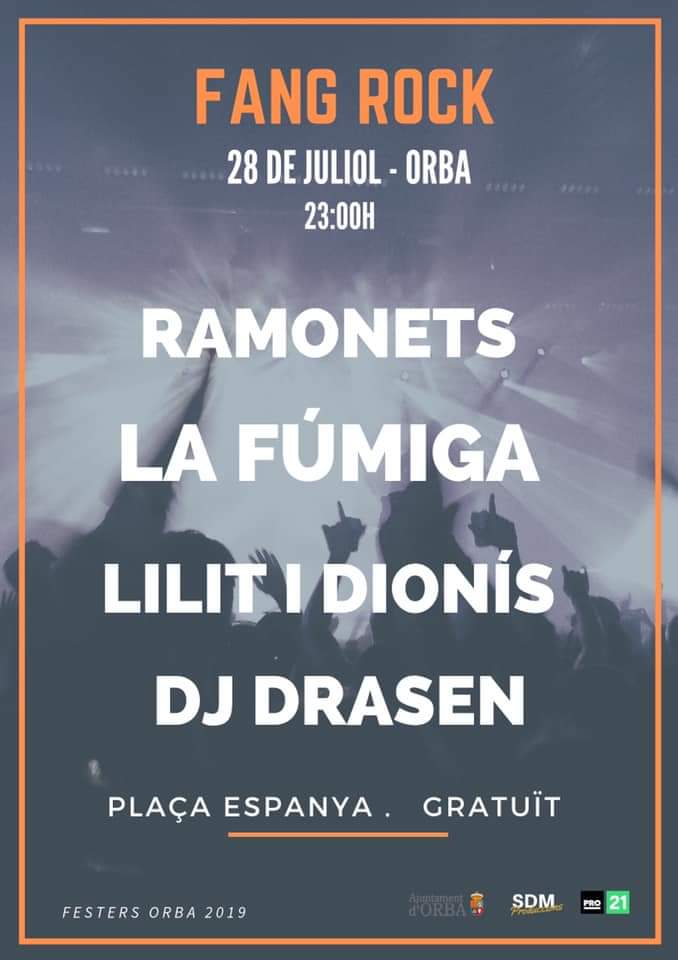 musicadelpv's tweet photo. Diumenge 28 de juliol a les 23h #FangRock a la Plaça Espanya d'#Orba amb Ramonets, @LaFumigaBand, @lilitidionis i Dj Drasen.

Entrada gratuïta! https://t.co/pIO4t5N87N