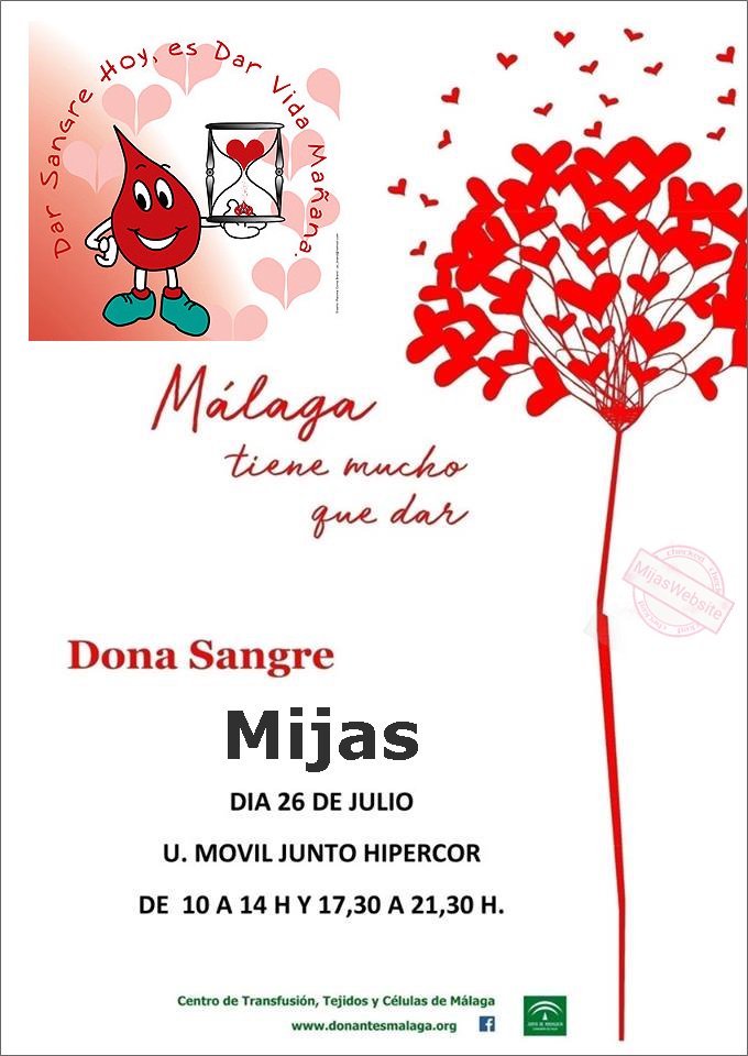 mijasblog's tweet photo. #Mijas #DonaSangreDonaVida
Hoy 26 de Julio, se instalará una unidad móvil del Centro Provincial de Transfusión Sanguinea junto al CC CostaMijas-ElCorteInglés. 
De 10 a 14h y de 17.30 a 21.30h https://t.co/cx1WB0QtCQ