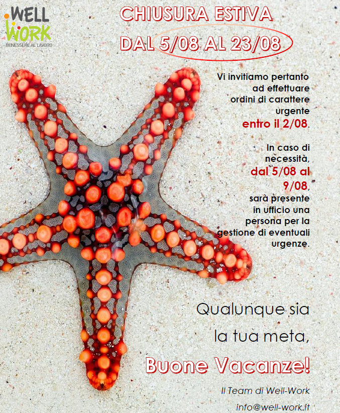 wellworkita's tweet photo. Ricordiamo che saremo chiusi dal 5/08 al 23/08.

Saremo comunque operativi, fino al 9/08, per gestire eventuali urgenze.🚨 

Il team di WellWork augura a tutti Voi buone #vacanze!!😍☀🏖🏝✈😁 https://t.co/fHLPvQNp23