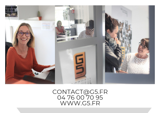 Nous sommes joignables toute la période estivale! Vous pouvez nous contacter par par téléphone (04 76 00 70 95) ou par mail (contact@g5.fr). N'hésitez pas également à consulter notre site internet g5.fr
