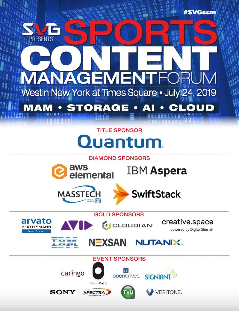 sportsvideo's tweet image. Thank you to everyone who attended this week&apos;s SVG Sports Content Management Forum. Important and informative discussions. #SVGscm

And, of course, we can&apos;t thank all of our great sponsors enough: