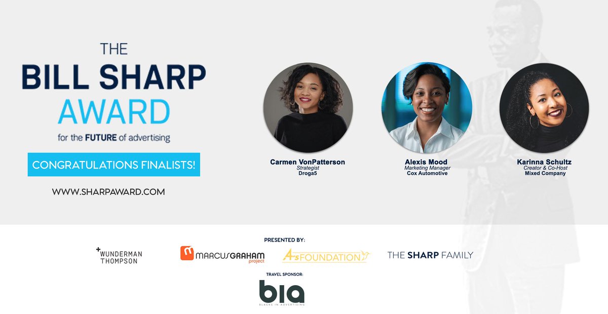 MAIP's tweet photo. Congrats to our #BillSharpAward 2019 Finalists: Carmen VonPatterson, Alexis Mood, and Karinna Schultz! Thanks for championing diversity and inclusion within our industry ✊🏽✊🏾✊🏿
Winner will be announced at #TheFaceofTalent Luncheon, 8/6. RSVP and celebrate with us! https://t.co/SNuLy212Bi