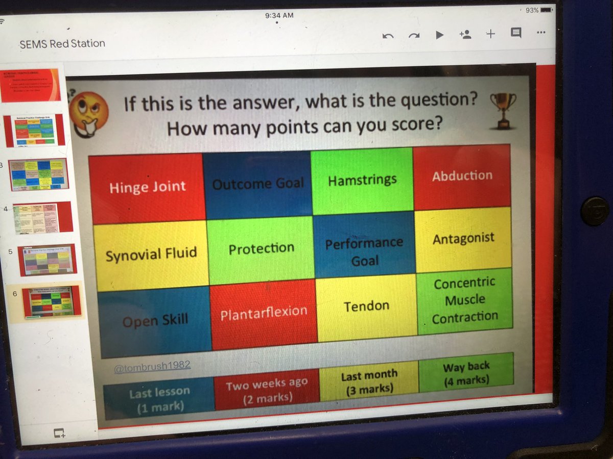 karlacpearce's tweet photo. Enjoying looking at retrieval practice grids with @smcdonaldrms courtesy of @TypeAMathLand @SEMathSummit https://t.co/H5Xi58pa9k