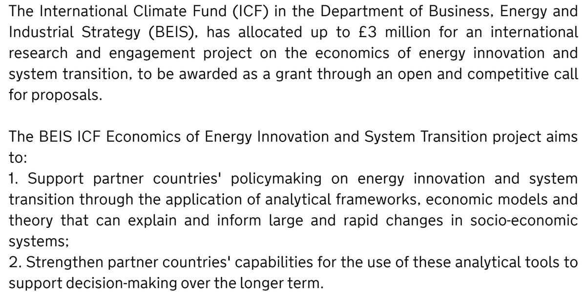 Some exciting news! Please to be able to announce a big chunk of @beisgovuk funding to look at new ways to analyse and interpret the economic case for climate mitigation and energy innovation contractsfinder.service.gov.uk/Notice/a2dacb6…