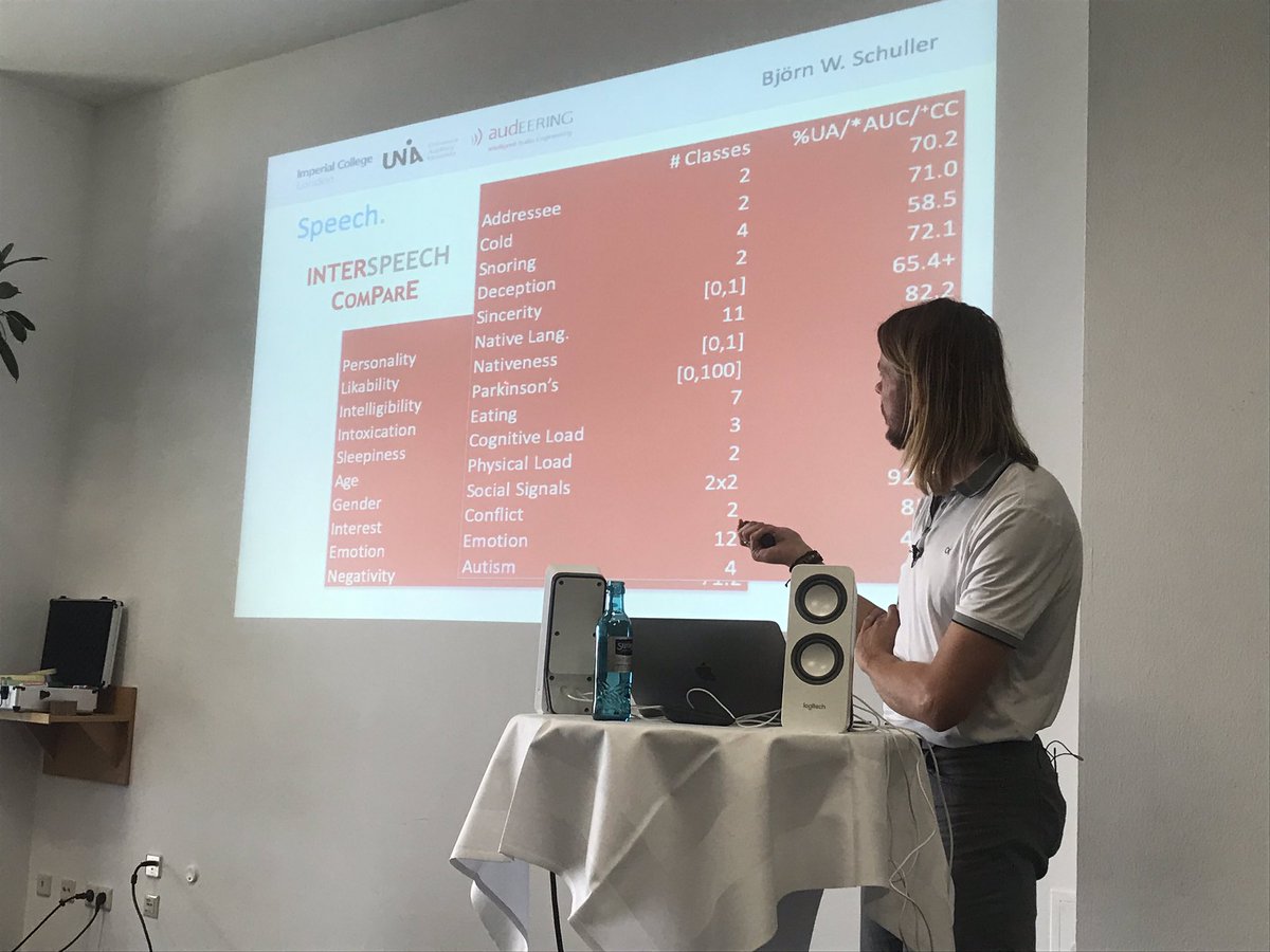cs2_school's tweet image. Björn Schüller @BjoernSchuller explaining what we can infer from voice and how to detect laughter #cs2_school