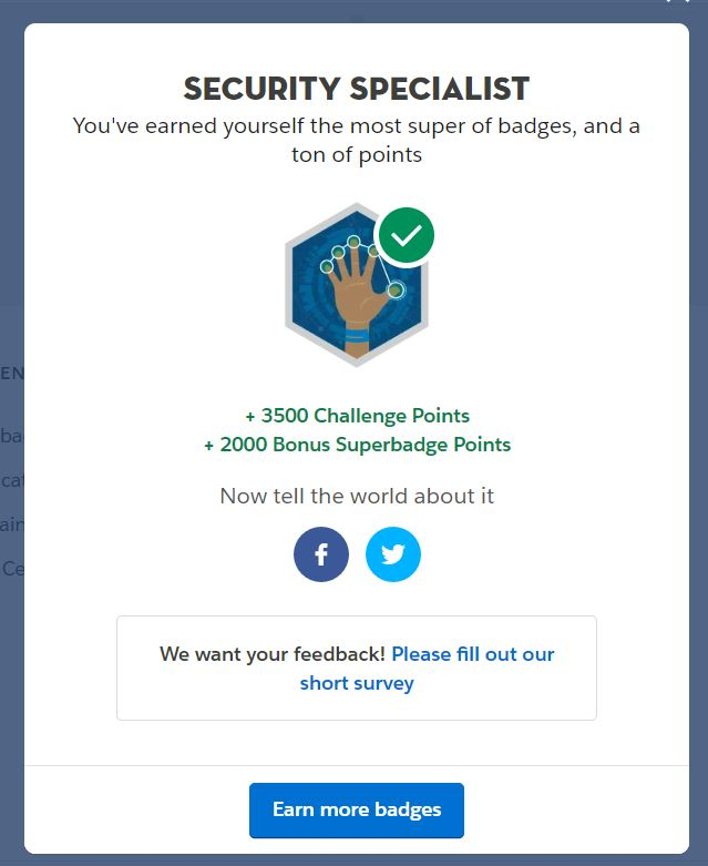 msakthivel83's tweet photo. 9th #Superbadge (Security Specialist) in my #trailhead profile
waiting #salesforce #certificate voucher from @trailhead 😍😍😍@SalesforceAdmns @asksalesforce #AwesomeAdmin #TechForceServices @techforce_au https://t.co/1qcN7QYiP8