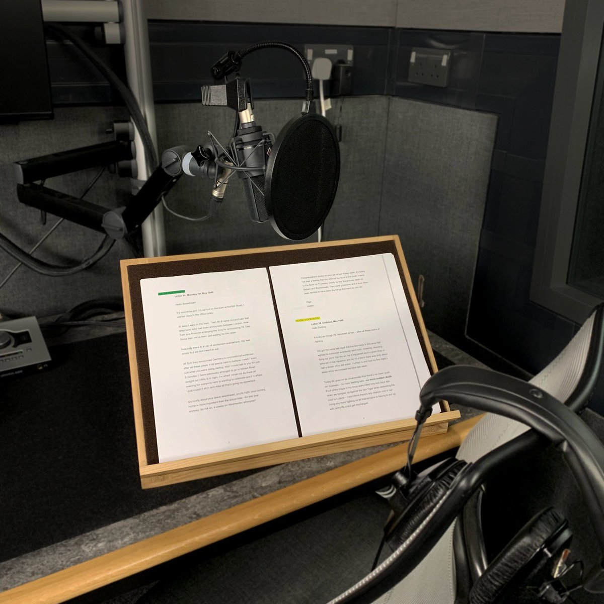 Listen to every episode of #LettersofLoveinWW2 on your favourite podcast app.

Here’s @johnypitts and <a href="/amynutts/">Amy Nuttall</a> recording the voices of Cyril and Olga, a married couple who spent 6 years apart during the Second World War and created a unique history of the conflict.