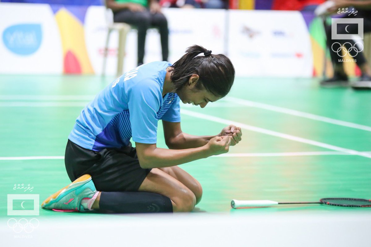 MoYSF_mv's tweet photo. Yasss, She brought home the Gold Medal in straight sets. Congratulations Naby 🇲🇻🥇 #MifaharuvesGold https://t.co/uIKhQubhO5