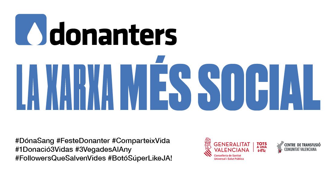 GVAdonasang's tweet photo. #LaCañada| Donació de sang 💉💉💉
📅 DIUMENGE 28 de juliol
📌 Centro Social
🕐 09:30-13:30 h.
#DónaSang #FesteDonanter #1Donació3Vides
𝐃𝐨𝐧𝐚𝐧𝐭𝐞𝐫𝐬. 𝐋𝐀 𝐗𝐀𝐑𝐗𝐀 𝐌𝐄́𝐒 𝐒𝐎𝐂𝐈𝐀𝐋 ❤️ https://t.co/O9YUiUI1Wy
