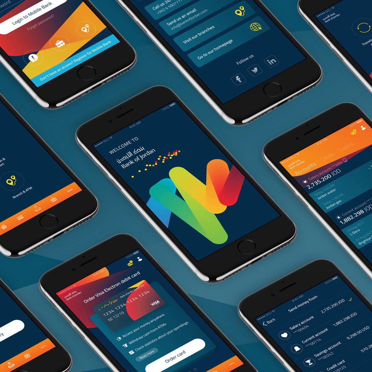 Nice colourful mobile banking design here by @uxdesignagency for Bank of Jordan