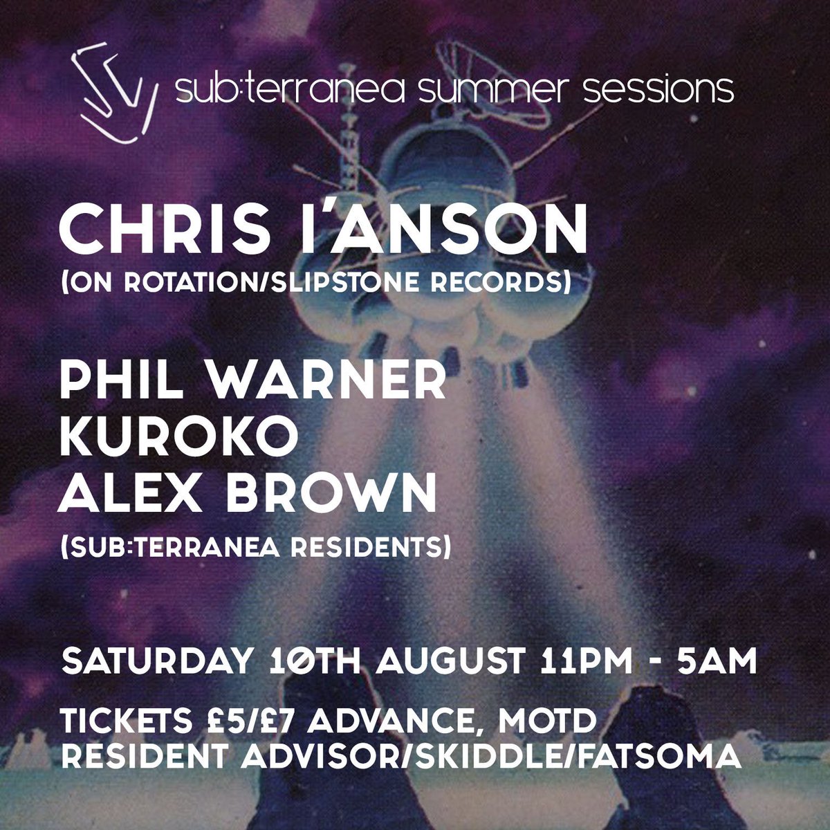 Subterranea1's tweet photo. Next up at @wireleeds on the 10th August we welcome Chris I'Anson of On Rotation to join our residents..Tickets just a fiver..

https://t.co/YUsNrb8SOM https://t.co/JfnZX1WbxZ