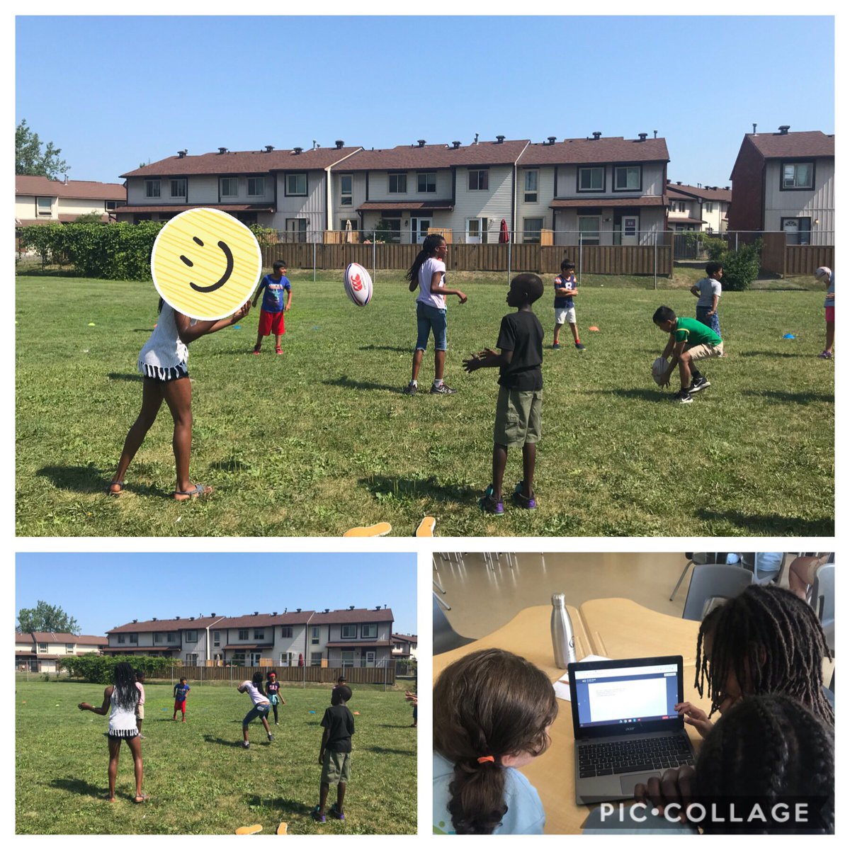 MiraultOCSB's tweet photo. Yesterday our campers learned how to play rugby and they finished up their co-created math books on @BookCreator. As we bring 3 weeks of learning and fun to a close - today is a field trip to @saundersfarm! #BeMathOcsb @JeannieArmstr20 @BenVallati @OntarioSLP @iluvwinter https://t.co/m6lx2FaAIQ