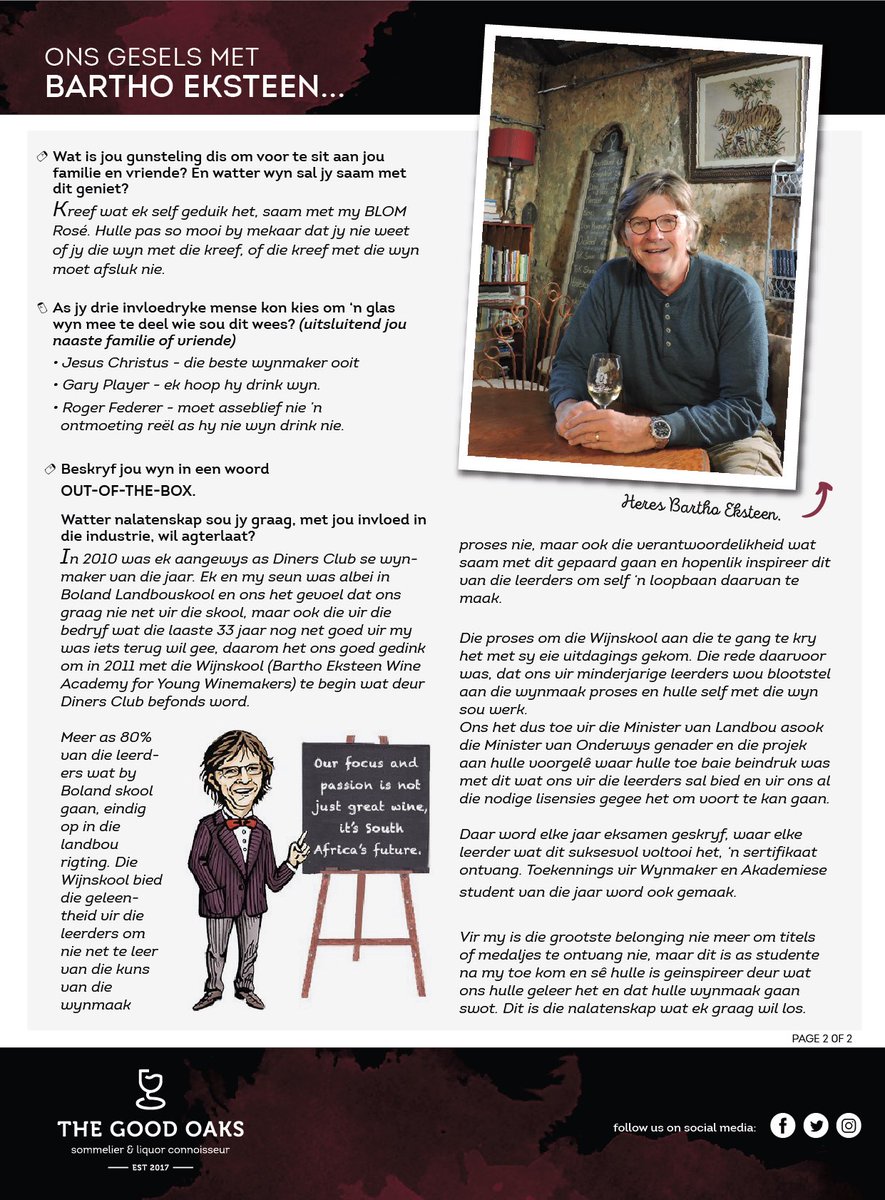 TheGoodOaks (@thegoodoaks) on Twitter photo Ons het met Bartho Eksteen <a href="/Wijnskool/">Bartho Eksteen Wijnskool</a> gesels vir ons Julie nuusbrief. Stuur jou epos adres om deel van The Good Oaks te wees en die nuusbrief te ontvang, waar jy eerste in kennis gestel sal word van promosies, geleenthede en vele meer.🍷
#wine #winenot #FridayFeeling #finewine Ons het met Bartho Eksteen <a href="/Wijnskool/">Bartho Eksteen Wijnskool</a> gesels vir ons Julie nuusbrief. Stuur jou epos adres om deel van The Good Oaks te wees en die nuusbrief te ontvang, waar jy eerste in kennis gestel sal word van promosies, geleenthede en vele meer.🍷
#wine #winenot #FridayFeeling #finewine