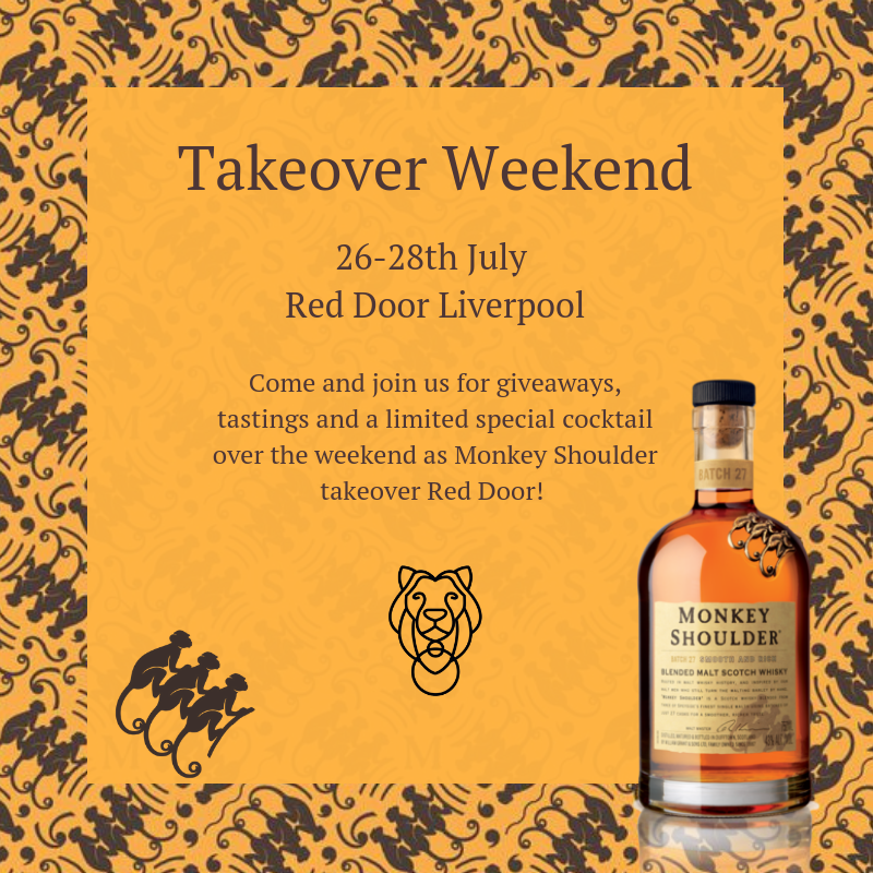 Join us tonight from 5pm for the launch of our Monkey Shoulder Takeover Weekend 🥃. Free entry all weekend. 

reddoor.uk.com