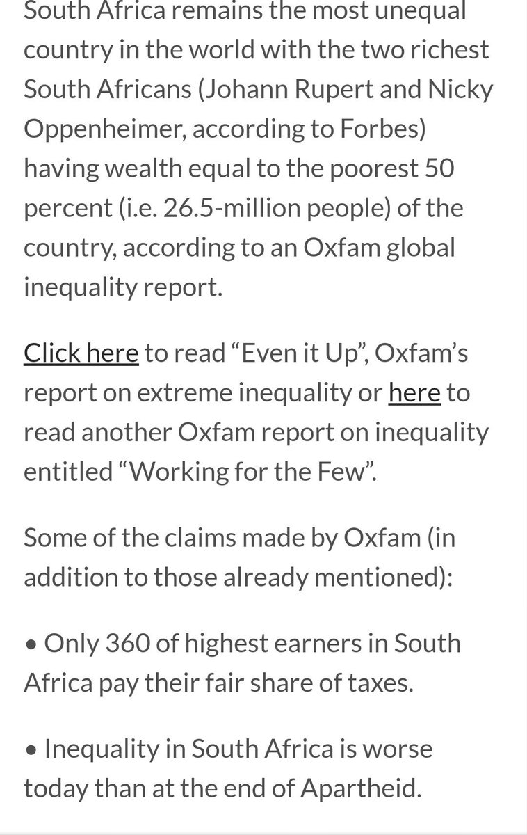 Lwandle1949's tweet photo. @IndWorldThinker @SACP1921 @SAEditorsForum @Corruption_SA @SABCNewsOnline @cfrolick @SAReserveBank Oxfam:
*Johann Rupert & Nicky Oppenheimer,OWN SAME #wealth as 50% of population. #Inquality
*R350 BLN #flowsOut of South Africa ILLEGALLY thru WMC. #IllicitFinancialOutflows
Wheres #ShamilaBatohi &hr WMC FUNDED NPA?
#WakeUpBlackChild
#StateCaptureInquiry https://t.co/yVc9Fl61H0