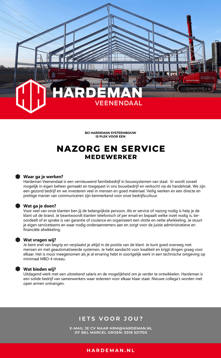 Wij hebben ook plek voor een Nazorg en Service medewerker!  #vacature  #veenendaal