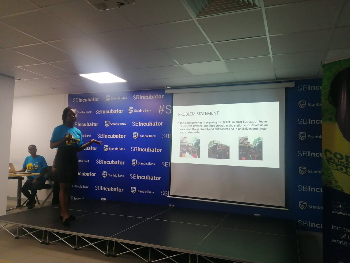 SBIncubatorGH's tweet photo. Team Alpha presenting their bus ticketing mobile app, eBus Ticket. They hope to use the app to help transport service providers to manage their passengers and also aid passengers pre-book their travels to save them time.
#STEM #STEM4G #WomenInTech
@StanbicBankGH @devinvogue https://t.co/ESYHIzX2Ay