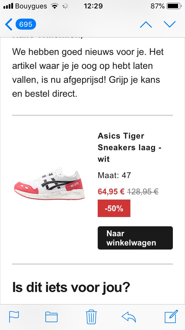 Willemientjes's tweet photo. @Zalando Aanbieding via email voor schoenen met 50% korting, op jullie website maar 18% korting! Zou ze graag voor de aangeboden prijs kopen. Hoor graag van jullie https://t.co/71AOS0UXNg