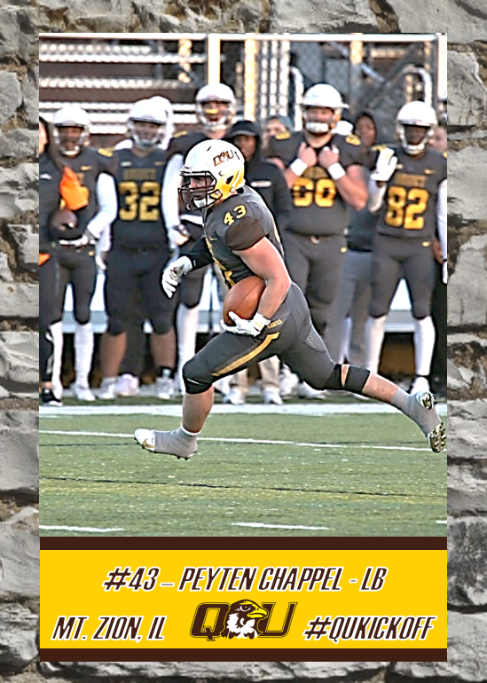 QUHawksFootball's tweet photo. Peyten Chappel worked throughout the 2018 season to earn a bigger role &amp; eventually made it impossible to take him off the field! 43 days from #QUKICKOFF and a monster sophomore campaign for Chaps! #PEWAV #FFF #RIGHTNOW https://t.co/sig35yxHvf