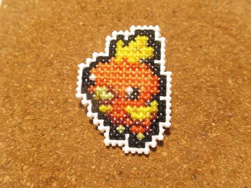 クロスステッチバッジ「ポケモン№0255：アチャモ」を作りました。私