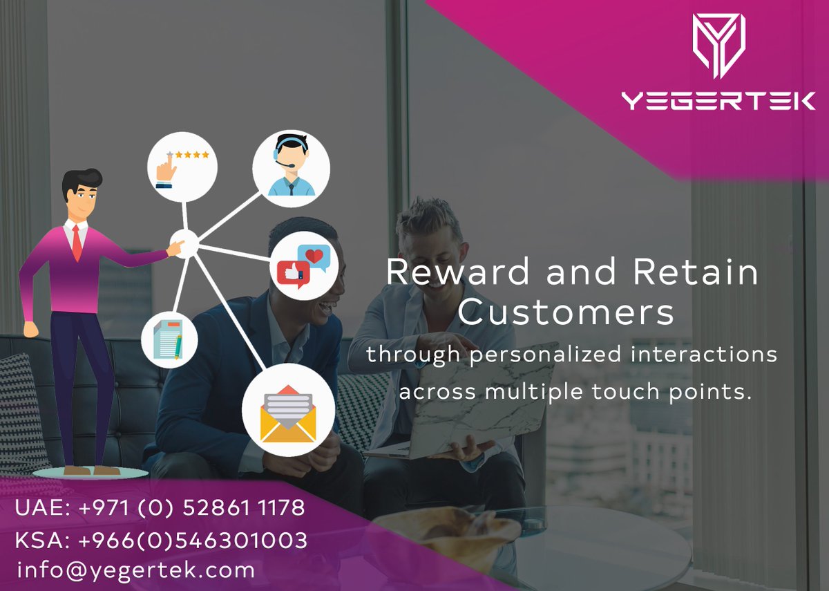 yegertek's tweet photo. Position personalized approaches across touch points and give your customers the chance to interact more. More the interaction, more the customer satisfaction.#CustomerLoyalty #LoyaltyProgram #LoyaltySolutions #Loyalty #LoyaltyRewardsProgram #CustomerRetaining #CustomerEngagement https://t.co/lZlxJg6xX3