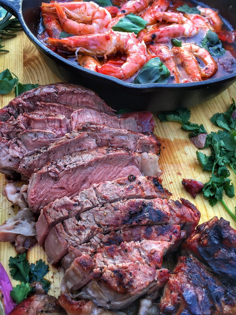 BBQStuUK's tweet photo. Surf n’ turf style, absolutely gorgeous prawns recipe from @BERBERANDQ @ChefJoshKatz along with tomahawk steak, loved it 👌🏻 https://t.co/lLcvPscuEv