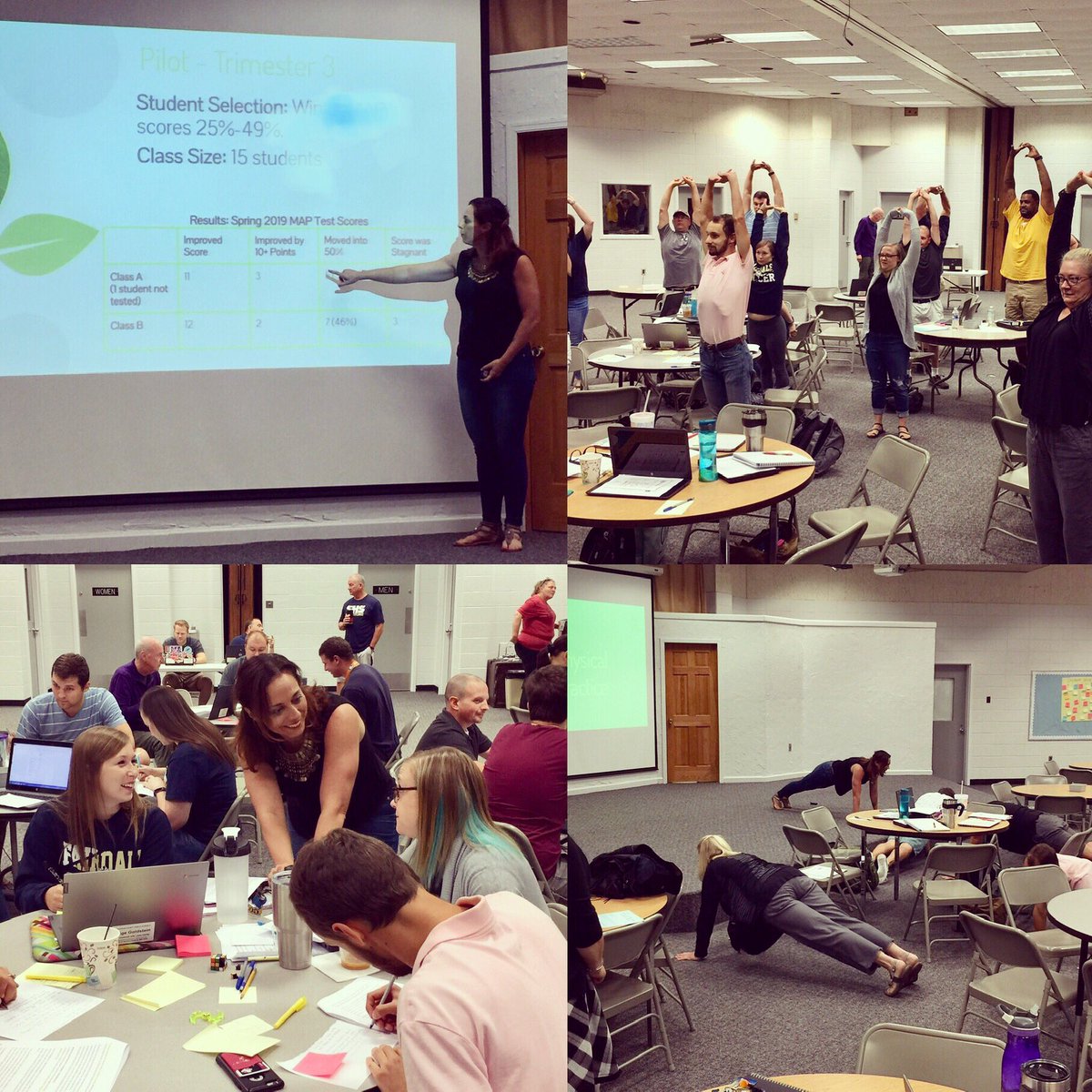 It’s that time of year. These brave Fairdale HS teachers were willing to join me in learning about #mindfulness practices for the classroom. #thoseplanks #mindfulteachers #fhsmindfulness