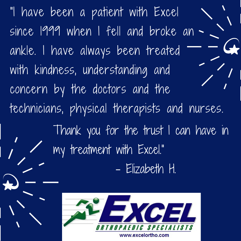 ExcelOrtho's tweet photo. So thankful for Elizabeth's kind words and loyalty over the last 20 years! #excelortho #orthopaedics #orthopaedicsurgery #customerservice #physicaltherapy https://t.co/xDMjfAFNXu