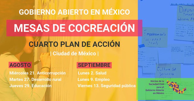 OCMX_'s tweet photo. El #OCMX extiende la invitación a todos los miembros de la sociedad civil a participar el 13 de septiembre en las #MesasDeCocreación de @GobAbierto_MX https://t.co/FCSUSwtDkJ
