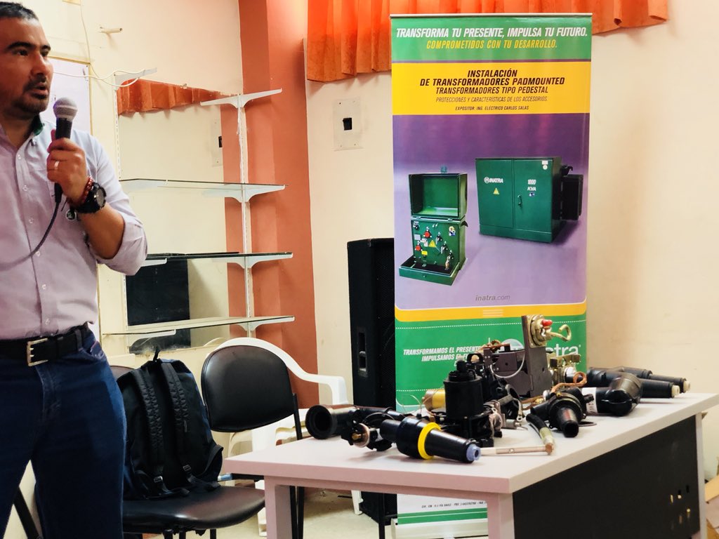 TecniJOL's tweet photo. Inicia capacitación de #INATRA para estudiantes y docentes de Electromecánica y Mecánica Industrial, sobre Puesta en Marcha de Transformadores #Padmounted https://t.co/lcm7ixZJMg