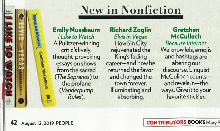 GretchenAMcC's tweet image. Today in Print Media: #BecauseInternetBook in @people!