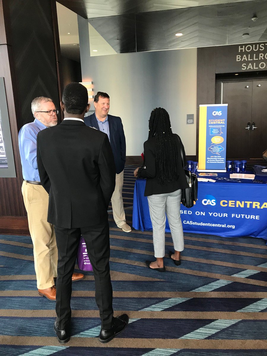 CASstudent's tweet photo. The CAS is among the many insurance companies and consulting firms enjoying the great networking opportunities at the 2019 @BlackActuaries Career Networking Event! Who will land their dream #actuary job? #CreatingConnectionsIABA #HoustonHostsIABA https://t.co/I6GKjuLDuk