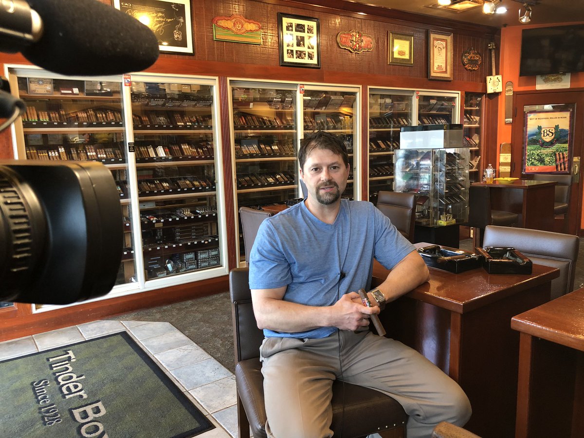 OrieGivens's tweet photo. .@TinderBoxEaston owner Brian Joyce says those constant updates and nearby hotels and living spaces are what get people in the door at his cigar shop. In 2014 Brian and his manager Steve Crain released their own brand @bscigarcompany https://t.co/7qX5NDgHF7