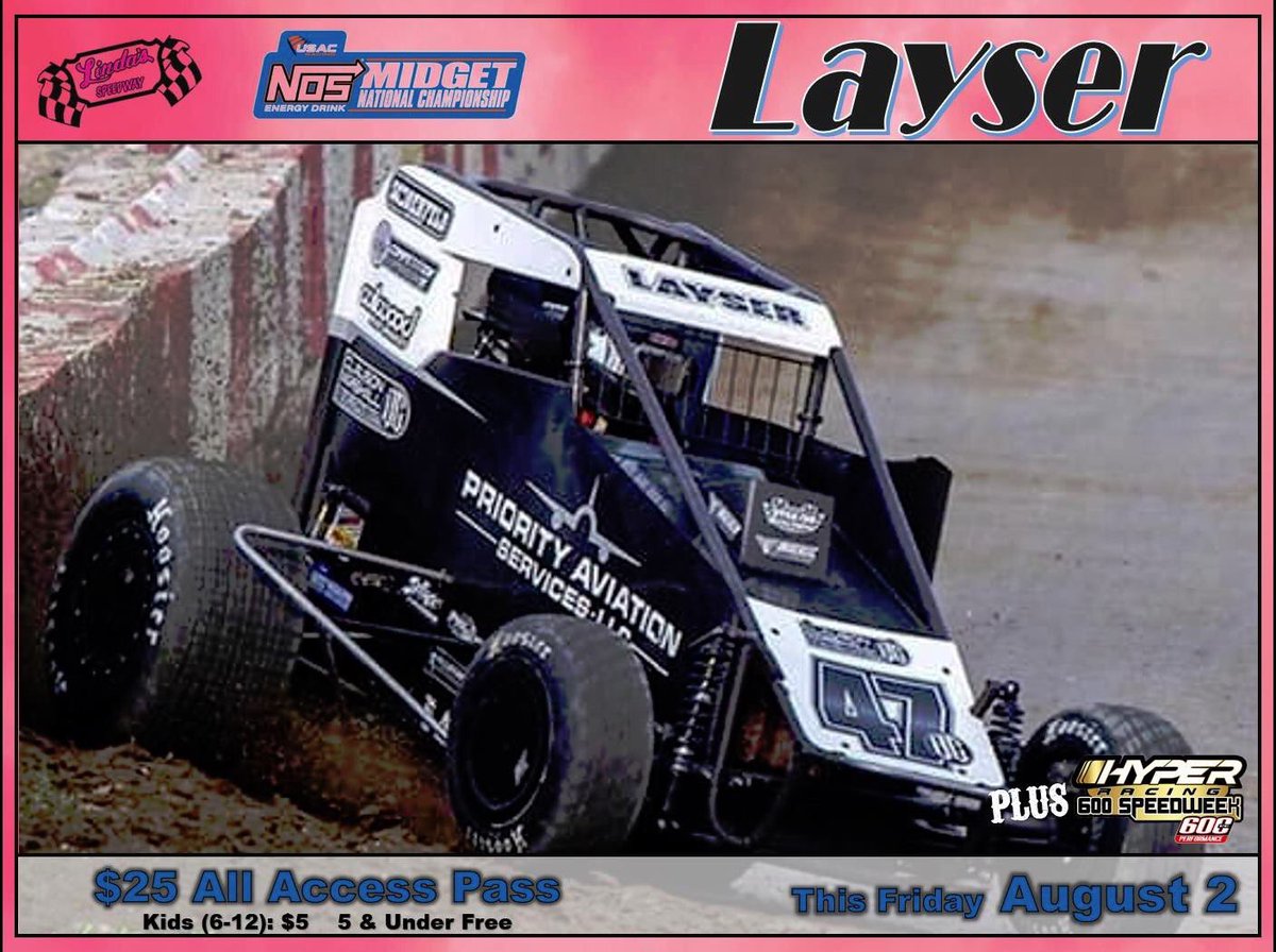 DerekLayser's tweet image. Night 4 of #PAMidgetWeek and ready to watch @AndrewLayser and @ClausonMarshall drivers @USACNation @Lindas_Speedway #PriorityAviation 47BC