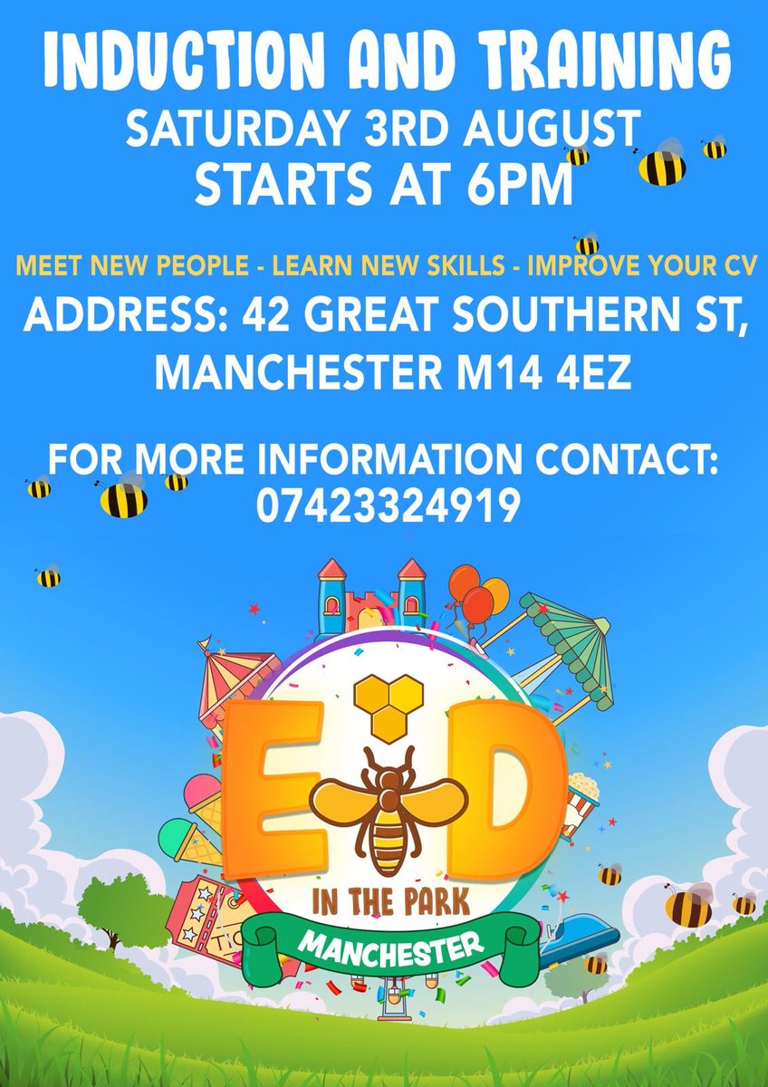 Makki Masjid is looking for male and female volunteers to help with our ‘Eid in the Park’ event on 11th &amp; 12th August

Induction and training tomorrow 6pm at Masjid Furqan (address on poster) for those interested

Feel free to pop in and see what help is needed before committing